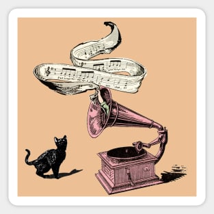 The Cat and the Song (orange) Sticker